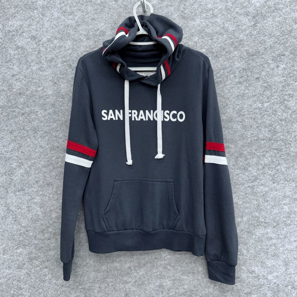 Reflex Men's Pullover Hoodie Sweatshirt L, San Francisco Text Cotton Blend, Blue